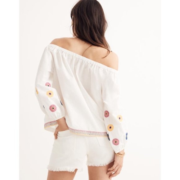 Madewell Embroidered Off The Shoulder Top - Picture 5 of 6
